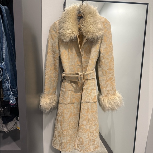 Elegant Boho Vintage Faux Fur Trimmed Coat Jacket - Picture 10 of 10